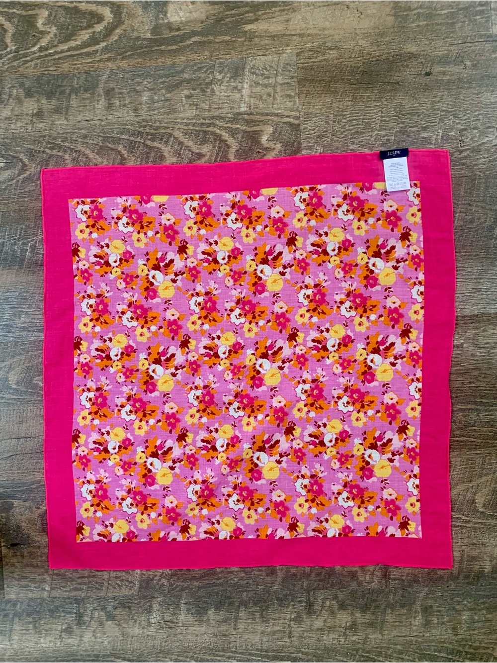 J. Crew Pink Cottagecore Floral  Organic Cotton Neck Scarf, Hair-Tie